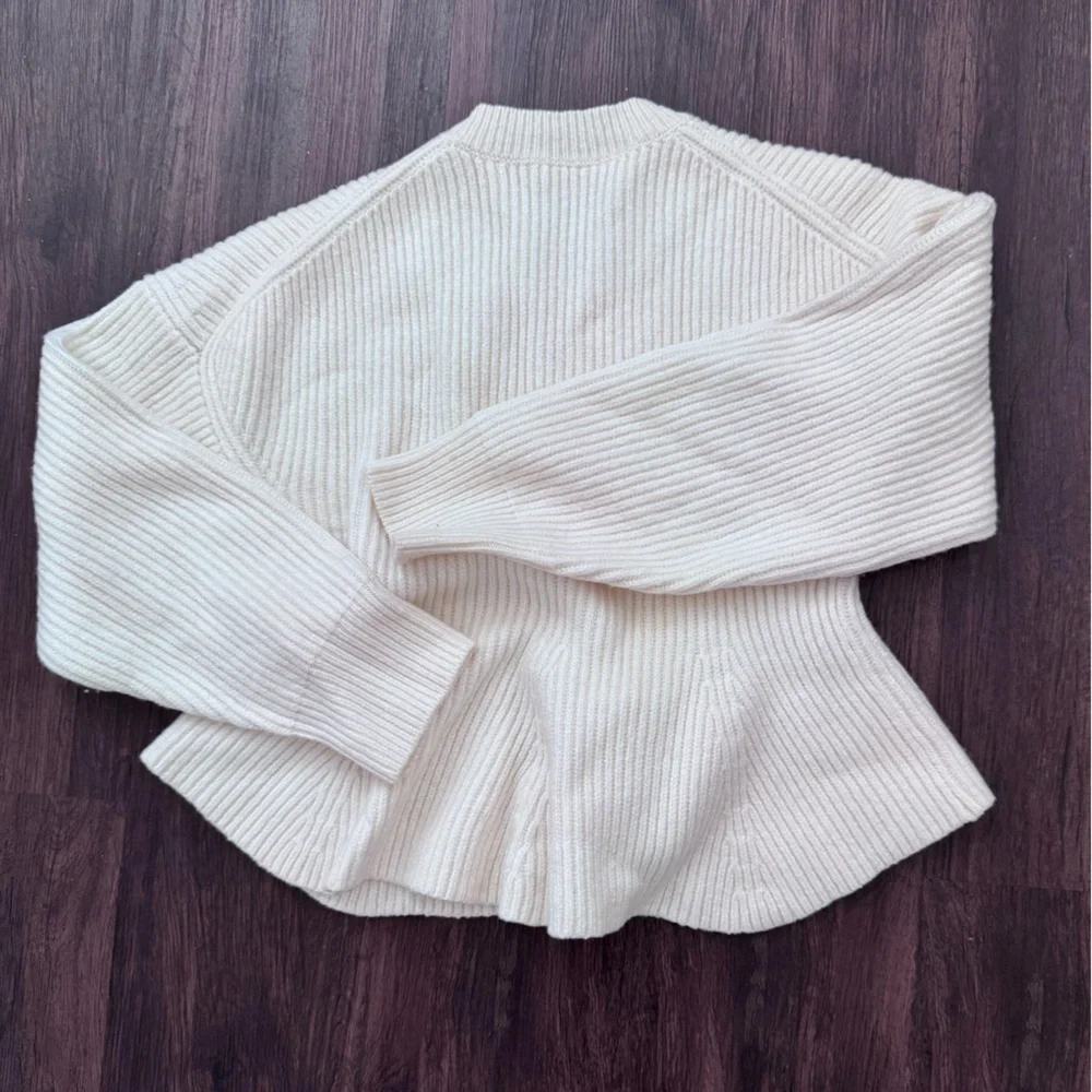 A.L.C. Cream Ribbed Crew Neck Sweater - Picture 2 of 3